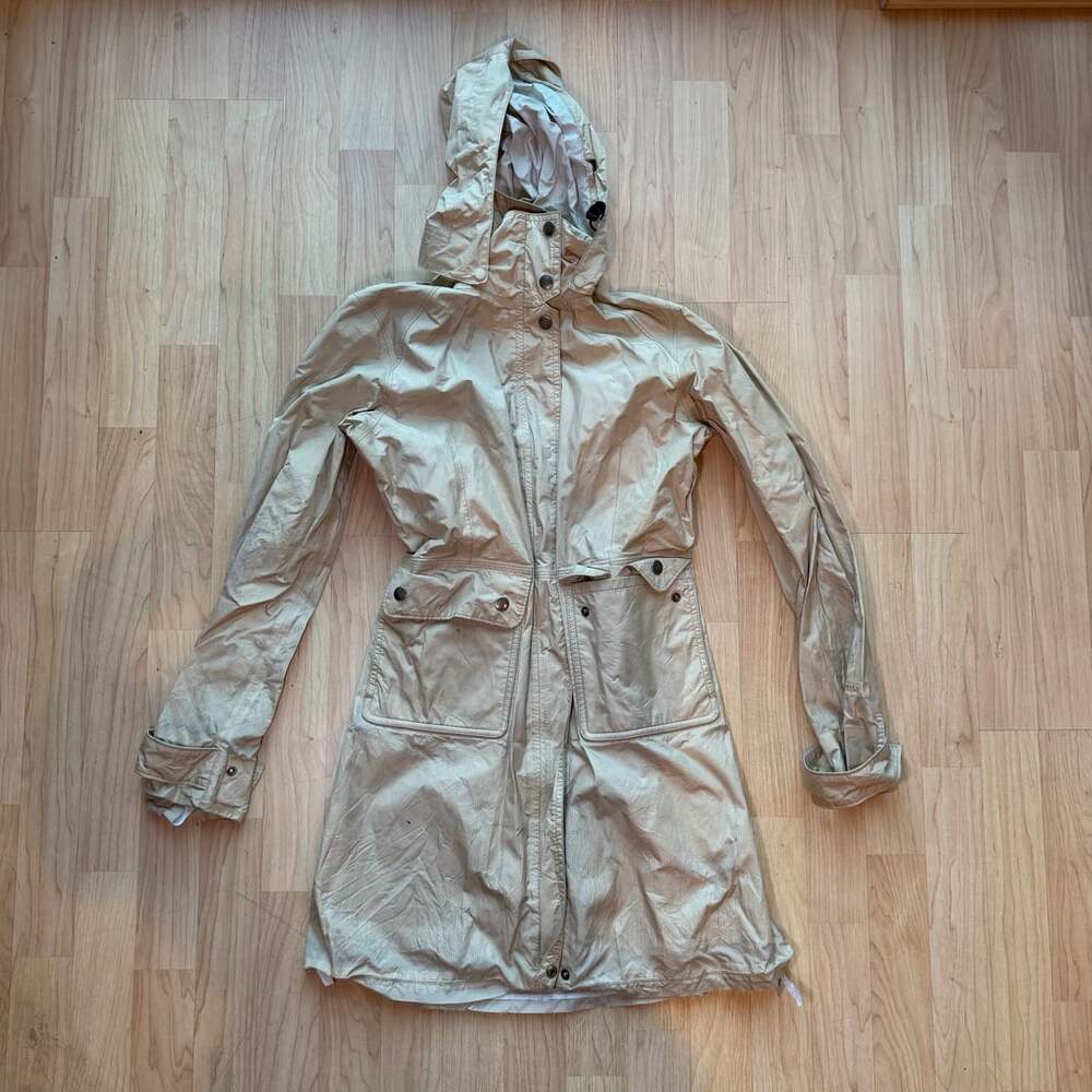 Patagonia Lightweight Hooded Rain Trench Coat Beige Women's